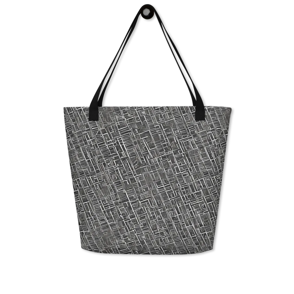 Noir Blueprint on Large Tote Bag W/ Pocket — Front