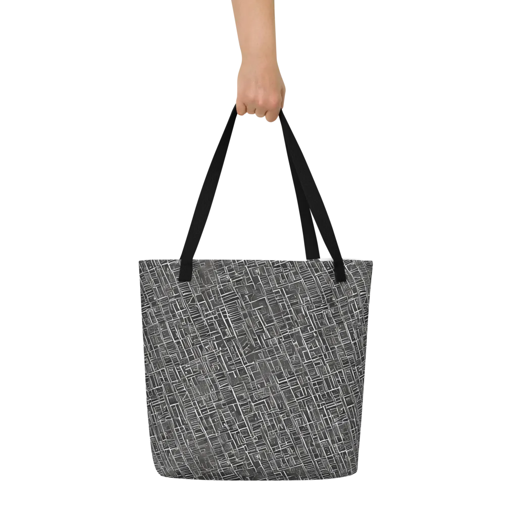 Noir Blueprint on Large Tote Bag W/ Pocket — Front