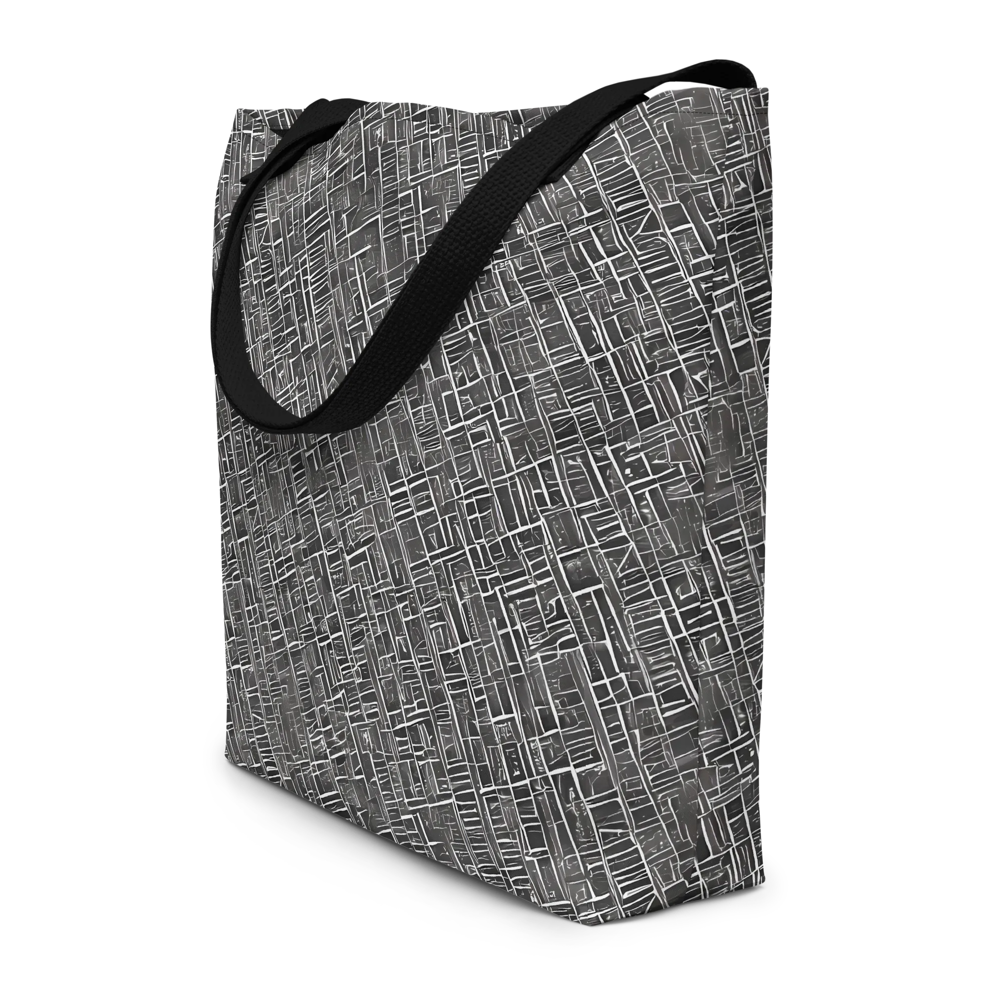 Noir Blueprint on Large Tote Bag W/ Pocket — Front