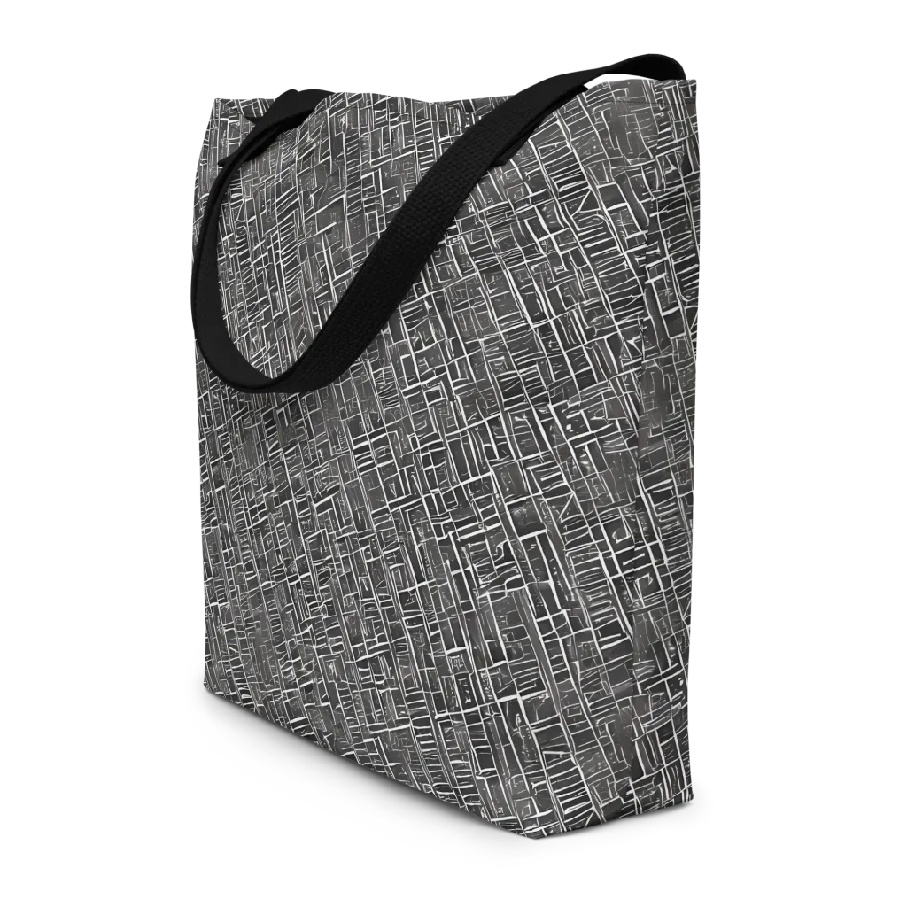 Noir Blueprint on Large Tote Bag W/ Pocket — Front