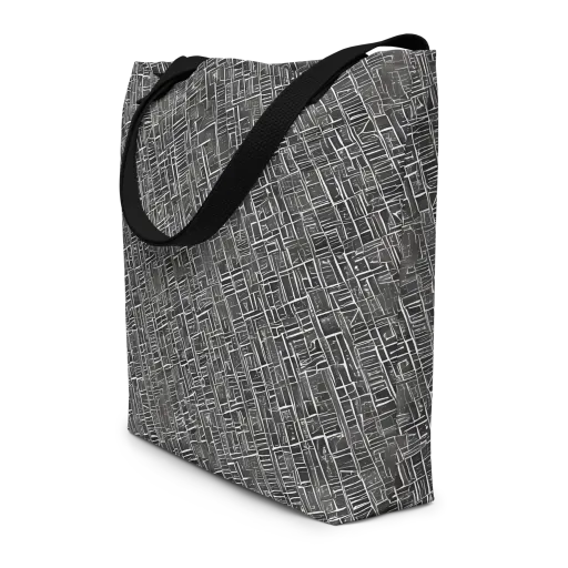 Noir Blueprint on a Large Tote Bag W/ Pocket