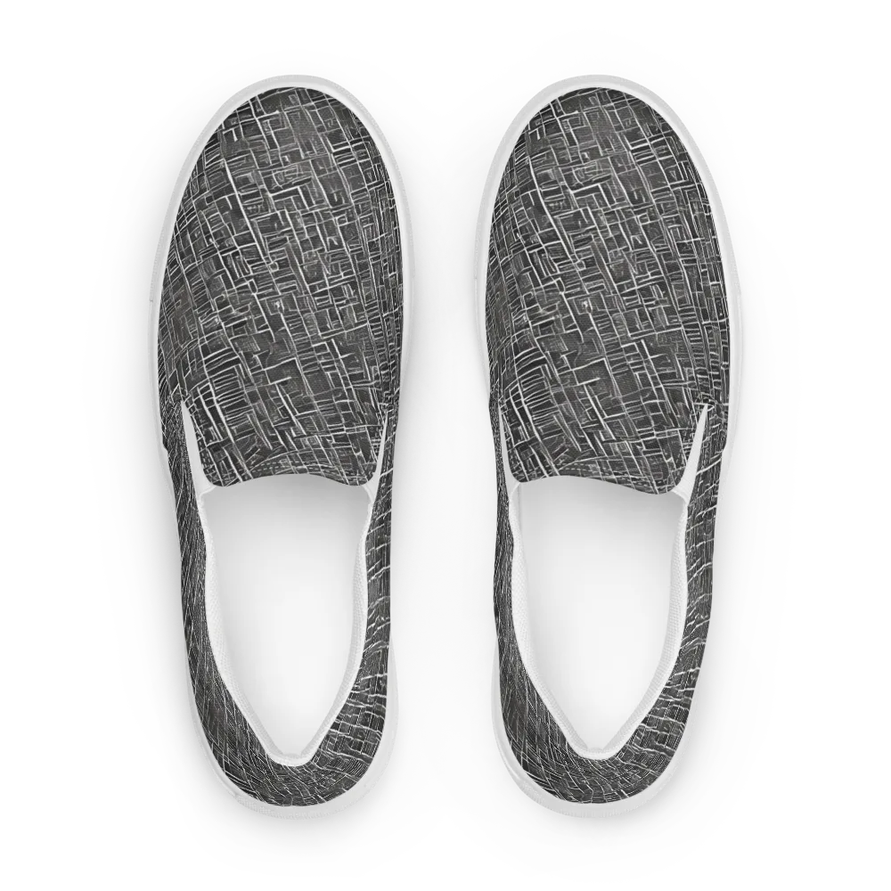 Noir Blueprint on Women's Slip-On Canvas Shoes — Front