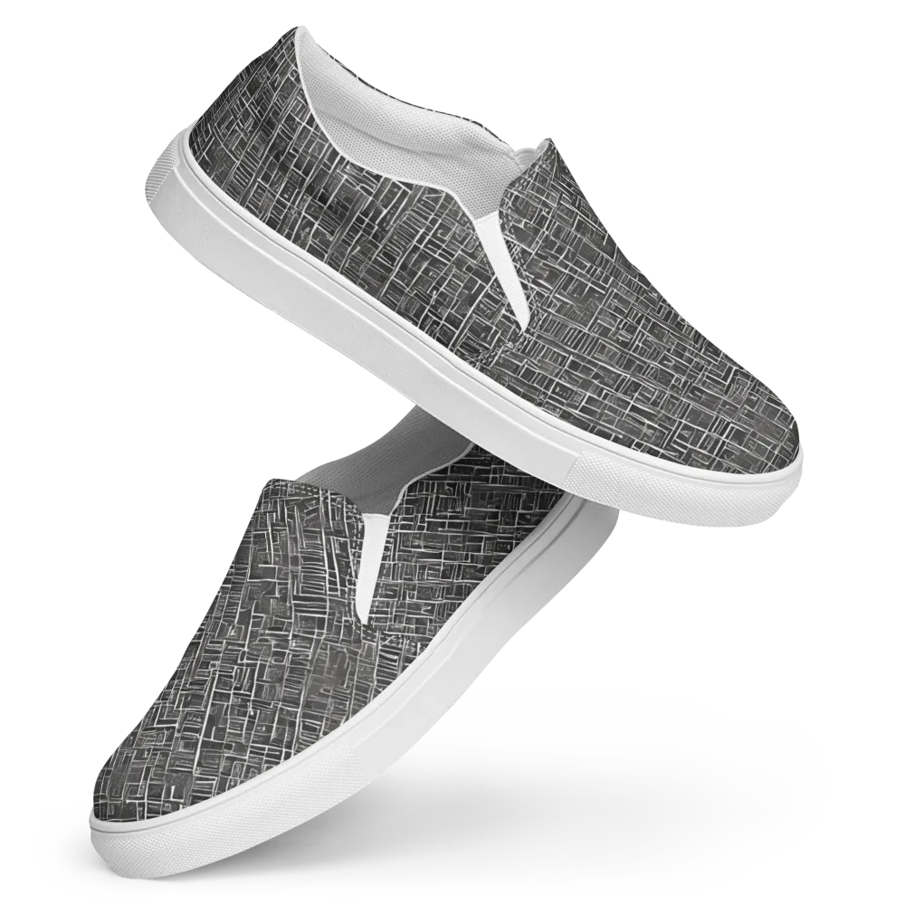Noir Blueprint on Women's Slip-On Canvas Shoes — Front