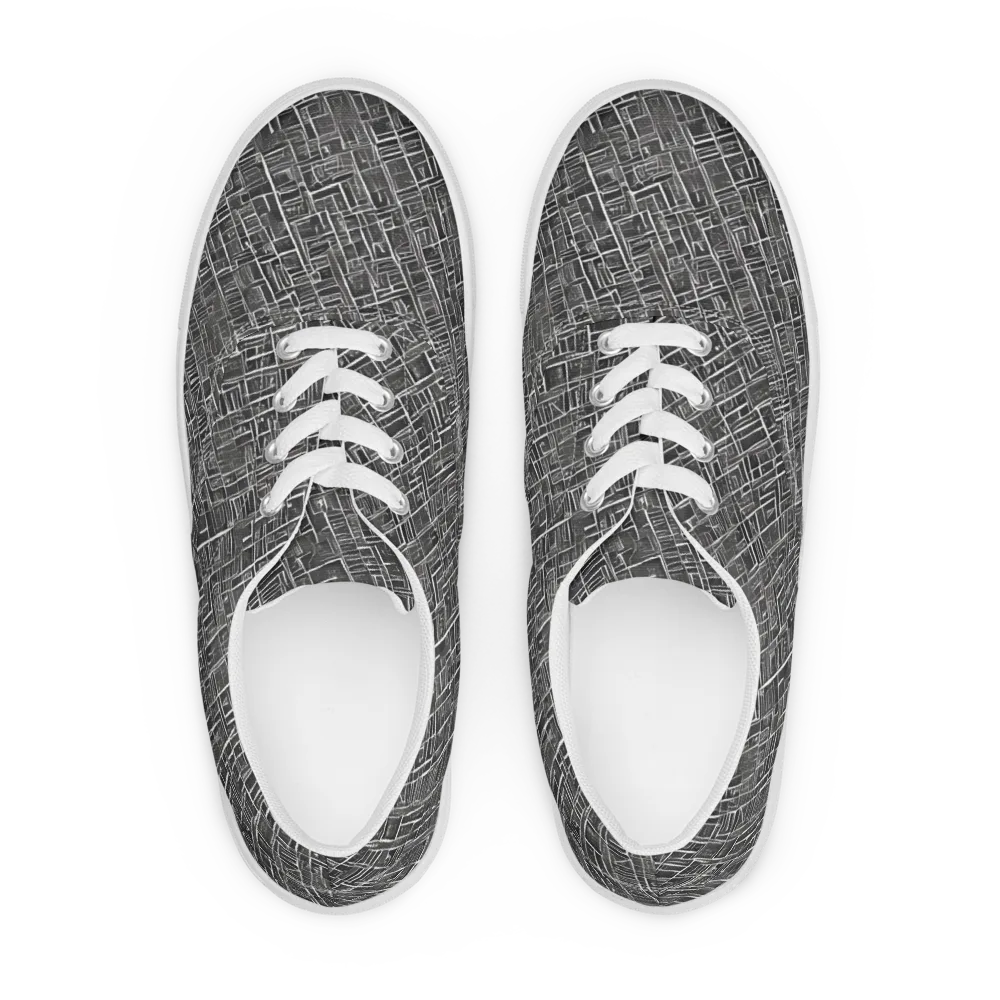 Noir Blueprint on Men's Lace-Up Canvas Shoes — Front