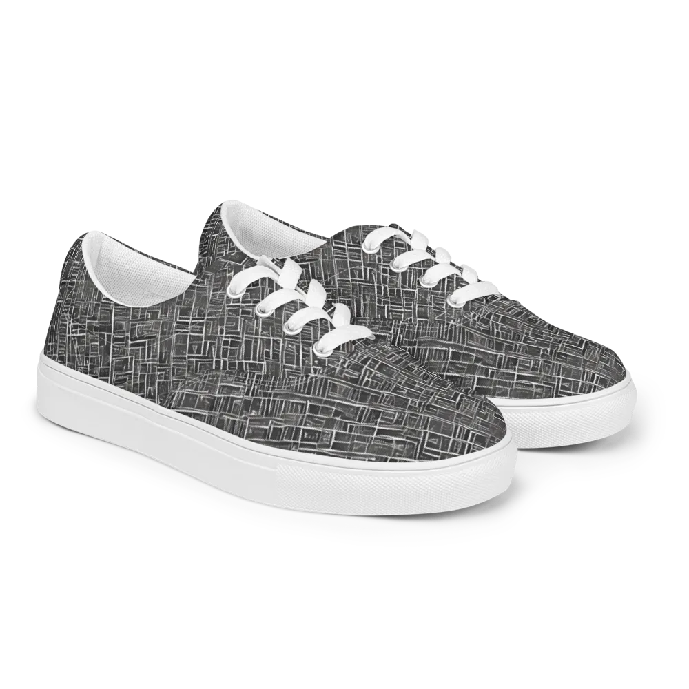 Noir Blueprint on Men's Lace-Up Canvas Shoes — Right Front