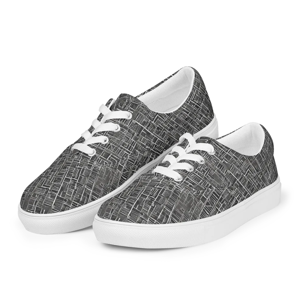 Noir Blueprint on Men's Lace-Up Canvas Shoes — Left Front