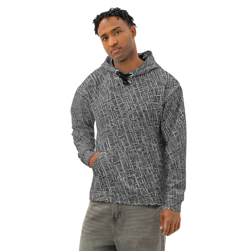 Noir Blueprint on Cotton Hoodie — Left Front