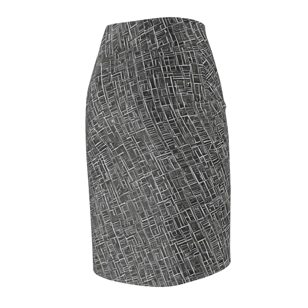 Noir Blueprint on Pencil Skirt — Back Side