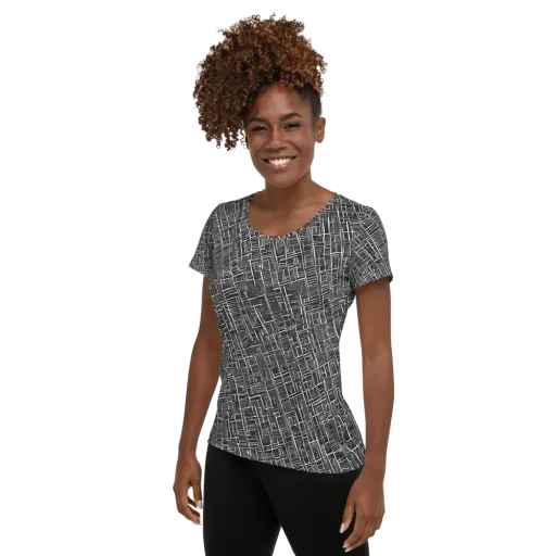 Noir Blueprint on a Women's Athletic T-Shirt