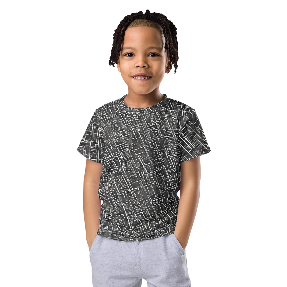 Noir Blueprint on Kids Crew Neck T-Shirt — Front