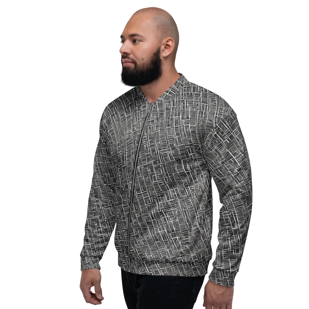 Noir Blueprint on Bomber Jacket — Left