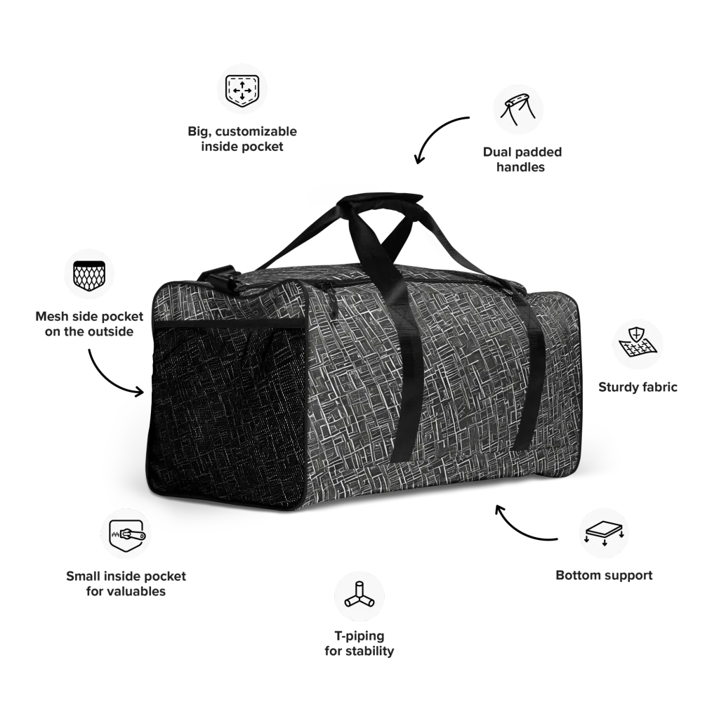 Noir Blueprint on Duffle Bag — Right Front