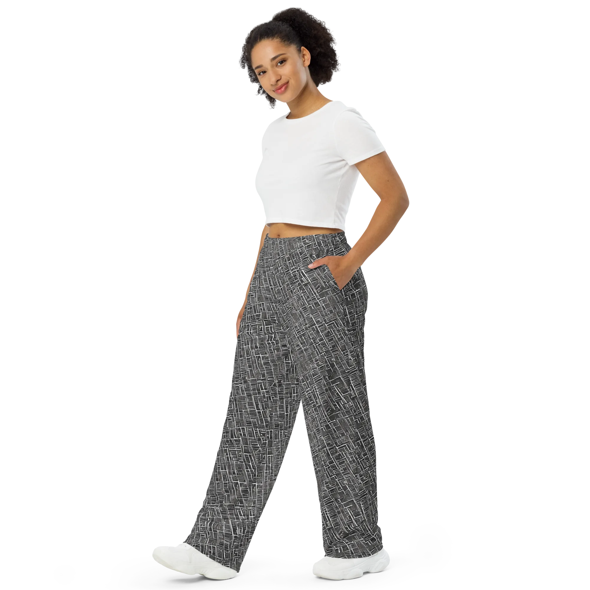 Noir Blueprint on Wide-Leg Pants — Left Front