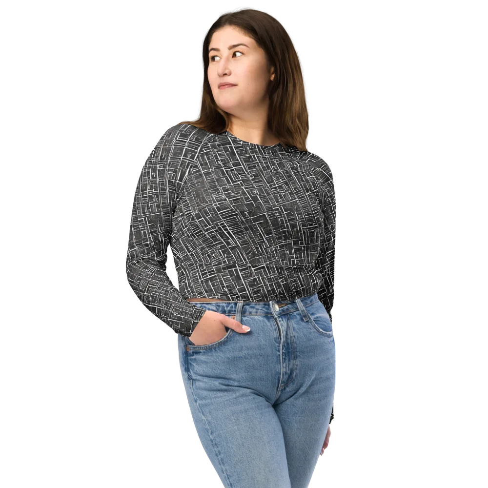 Noir Blueprint on Long Sleeve Crop Top — Front