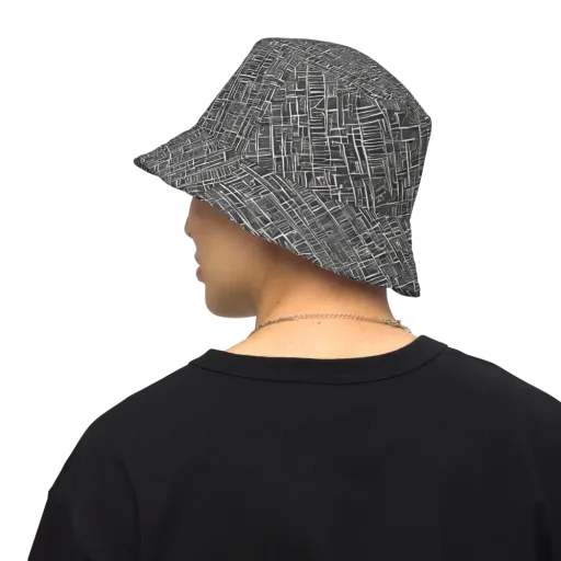 Noir Blueprint on a Reversible Bucket Hat