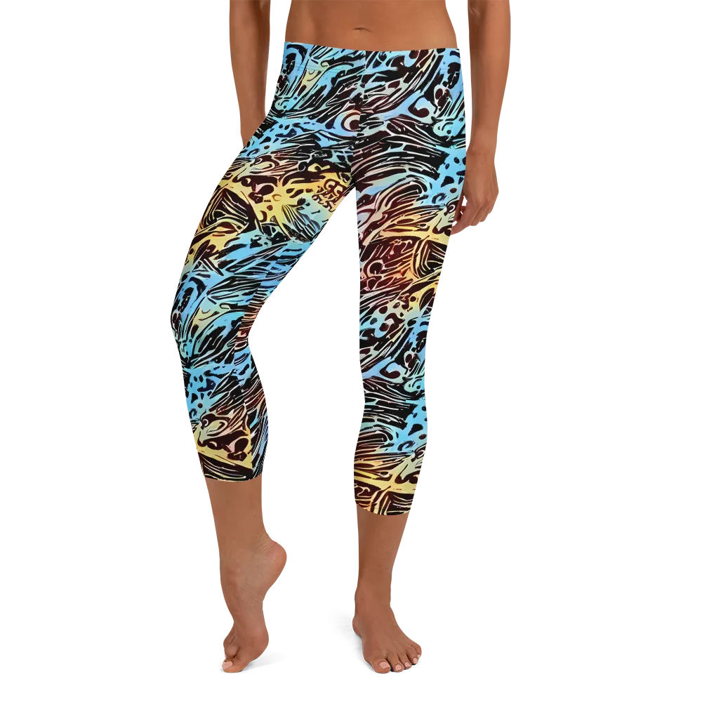 Oxblood Ocean on Capri Leggings — Front
