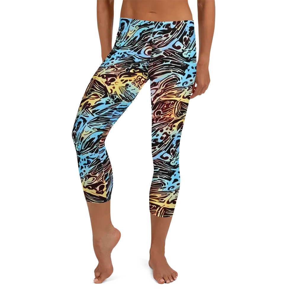Oxblood Ocean on Capri Leggings — Front
