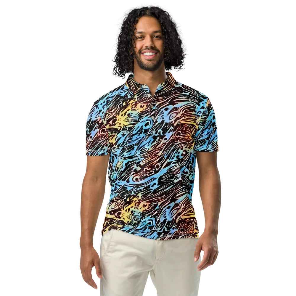 Oxblood Ocean on Men's Slim Fit Polo Shirt — Front