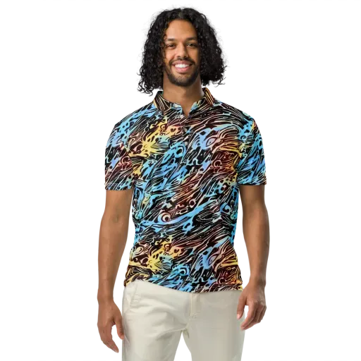 Oxblood Ocean on a Men's Slim Fit Polo Shirt