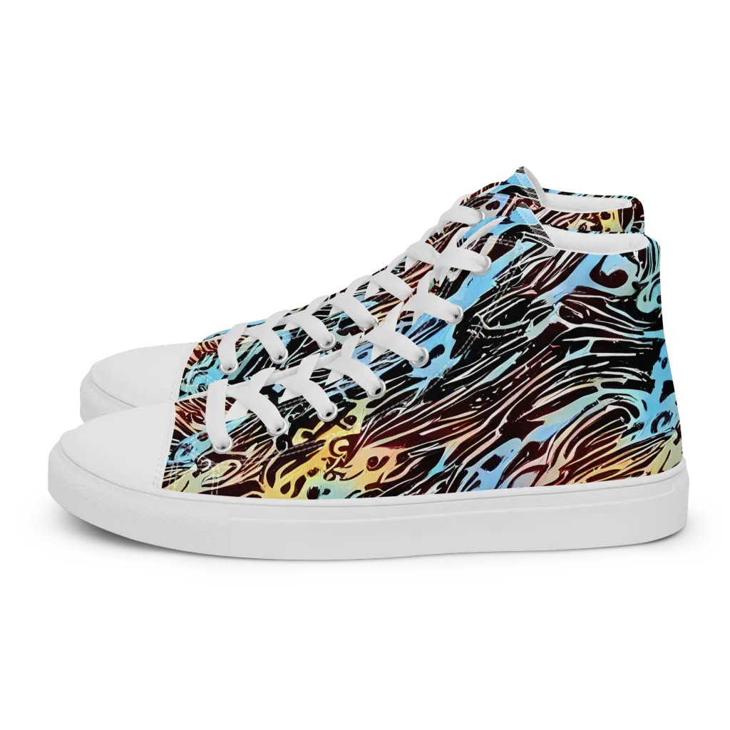 Oxblood Ocean on Men's High Top Canvas Shoes — Left