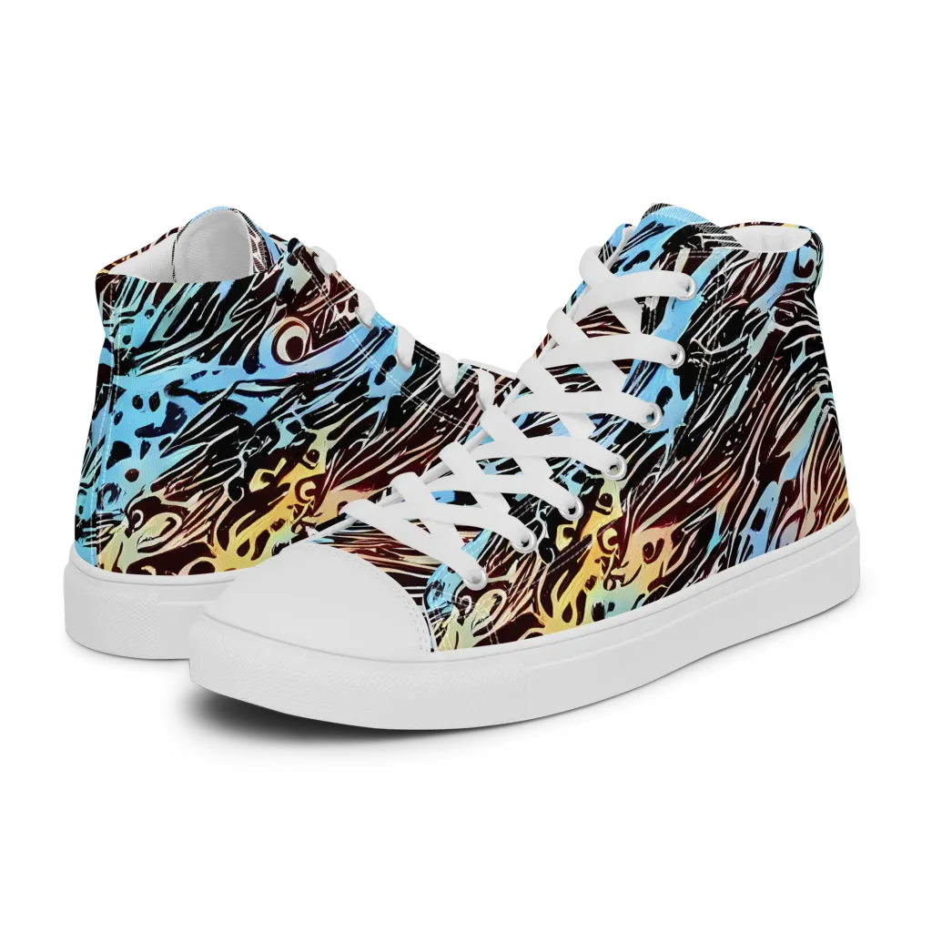 Oxblood Ocean on Men's High Top Canvas Shoes — Left
