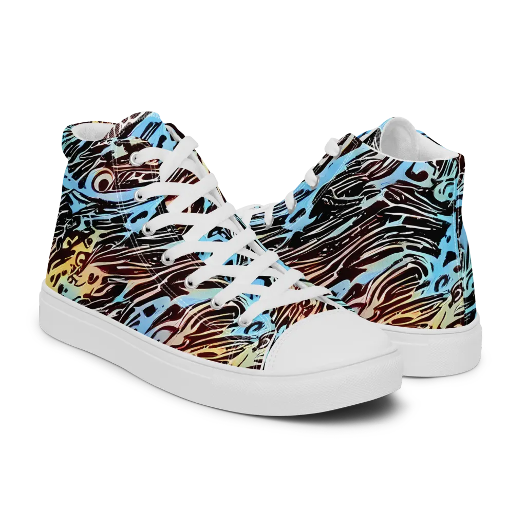 Oxblood Ocean on Men's High Top Canvas Shoes — Right