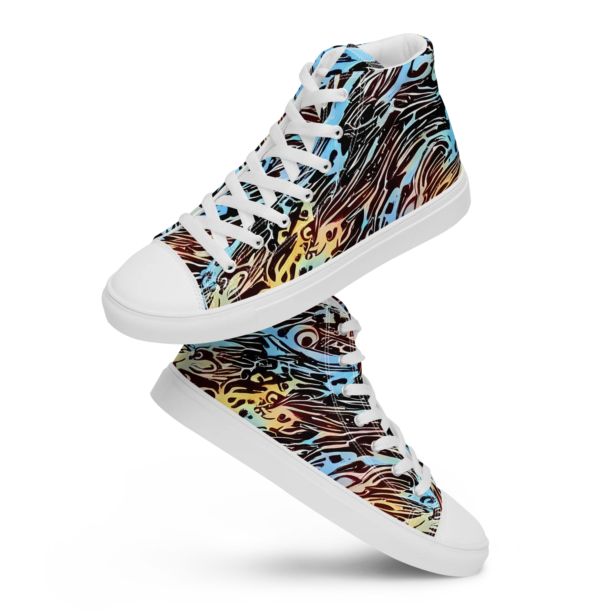Oxblood Ocean on Men's High Top Canvas Shoes — Front