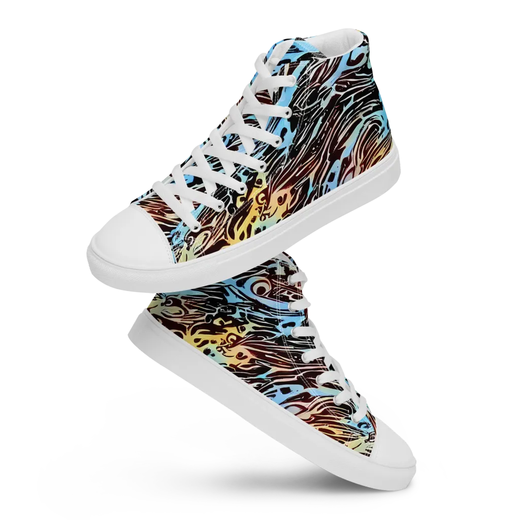 Oxblood Ocean on Men's High Top Canvas Shoes — Front