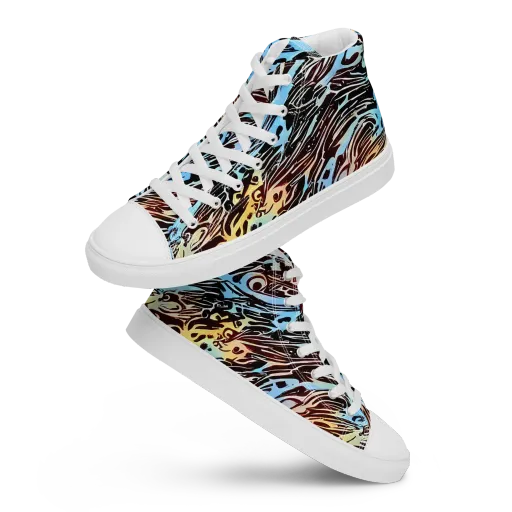 Oxblood Ocean on a Men's High Top Canvas Shoes
