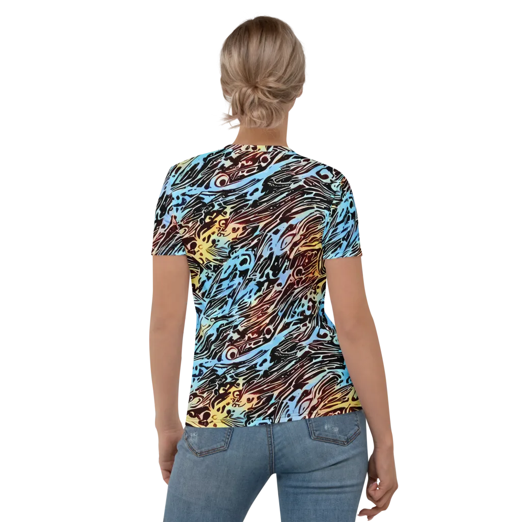 Oxblood Ocean on Women's Crew Neck T-Shirt — Back