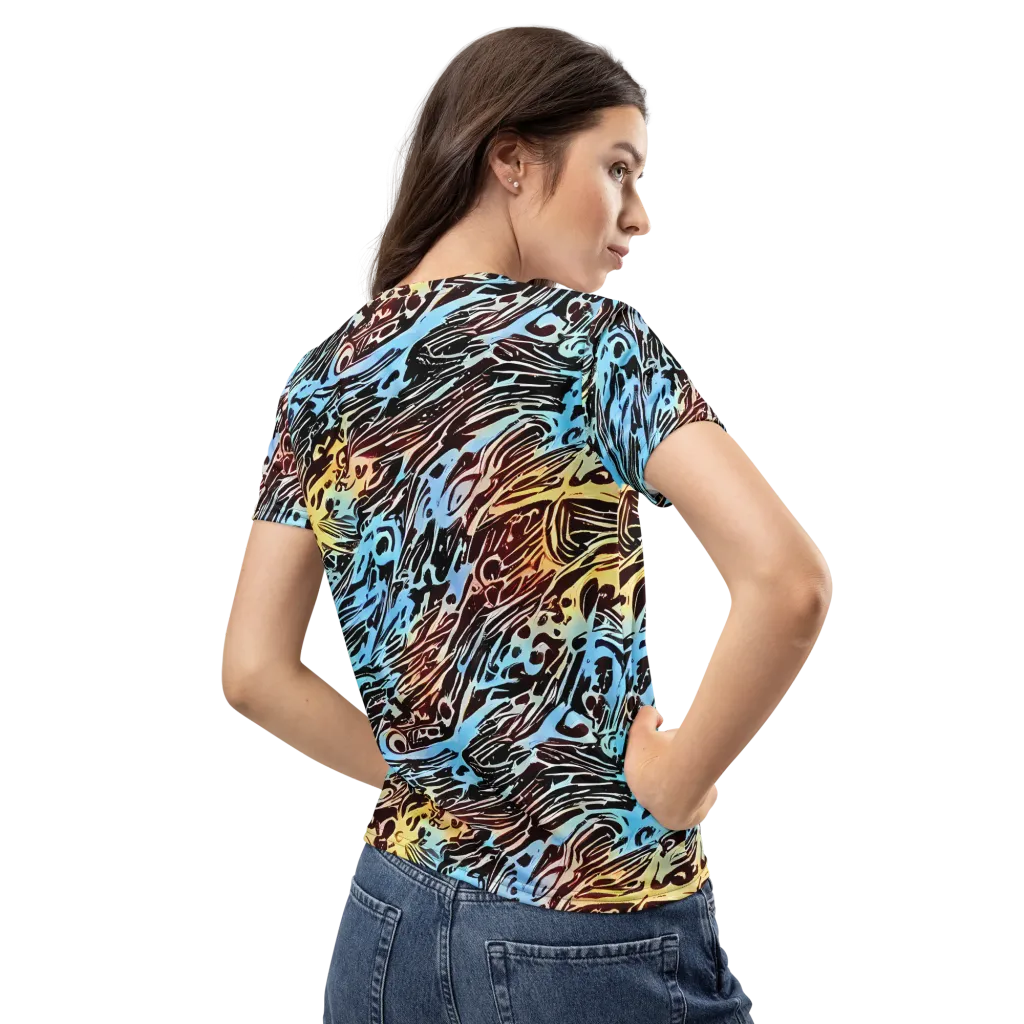 Oxblood Ocean on Women's Crew Neck T-Shirt — Back