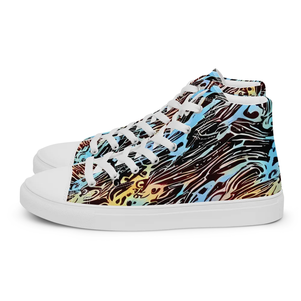 Oxblood Ocean on Women's High Top Canvas Shoes — Left