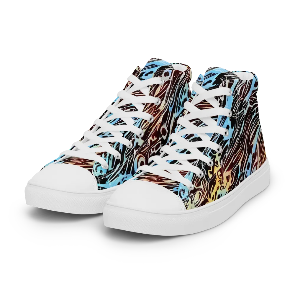Oxblood Ocean on Women's High Top Canvas Shoes — Left Front