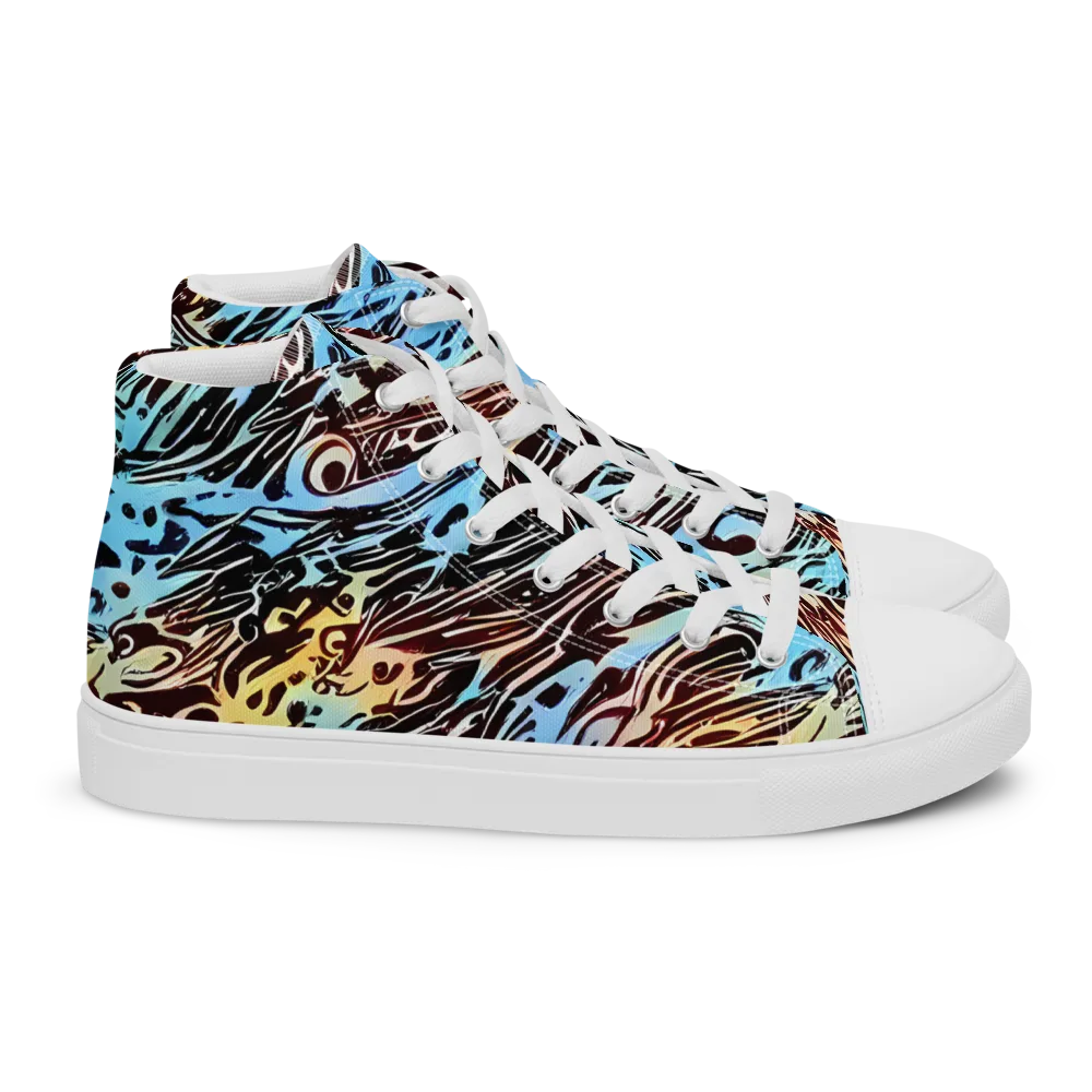 Oxblood Ocean on Women's High Top Canvas Shoes — Right