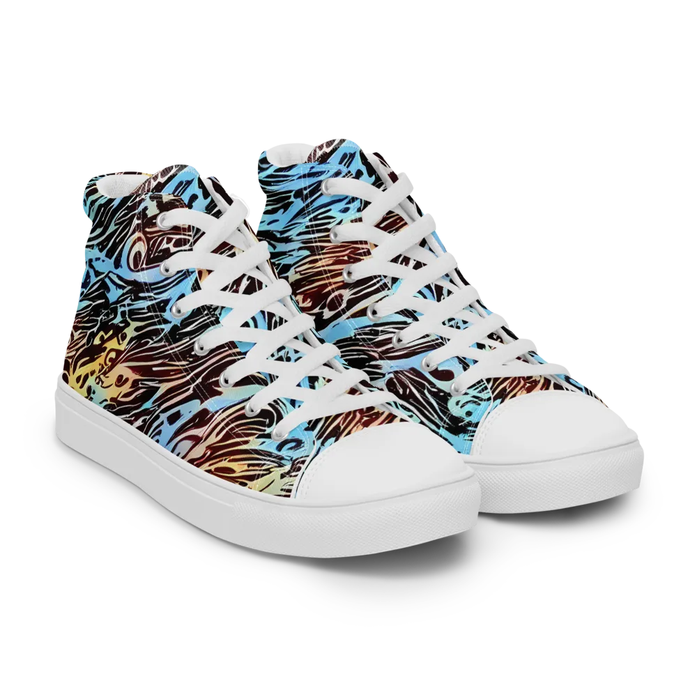 Oxblood Ocean on Women's High Top Canvas Shoes — Right Front
