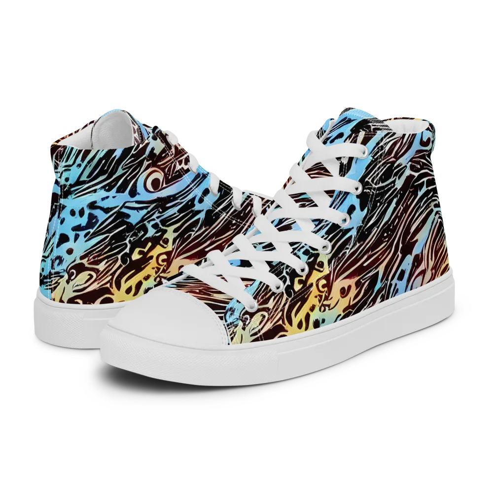 Oxblood Ocean on Women's High Top Canvas Shoes — Left