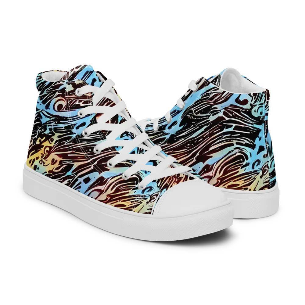 Oxblood Ocean on Women's High Top Canvas Shoes — Right