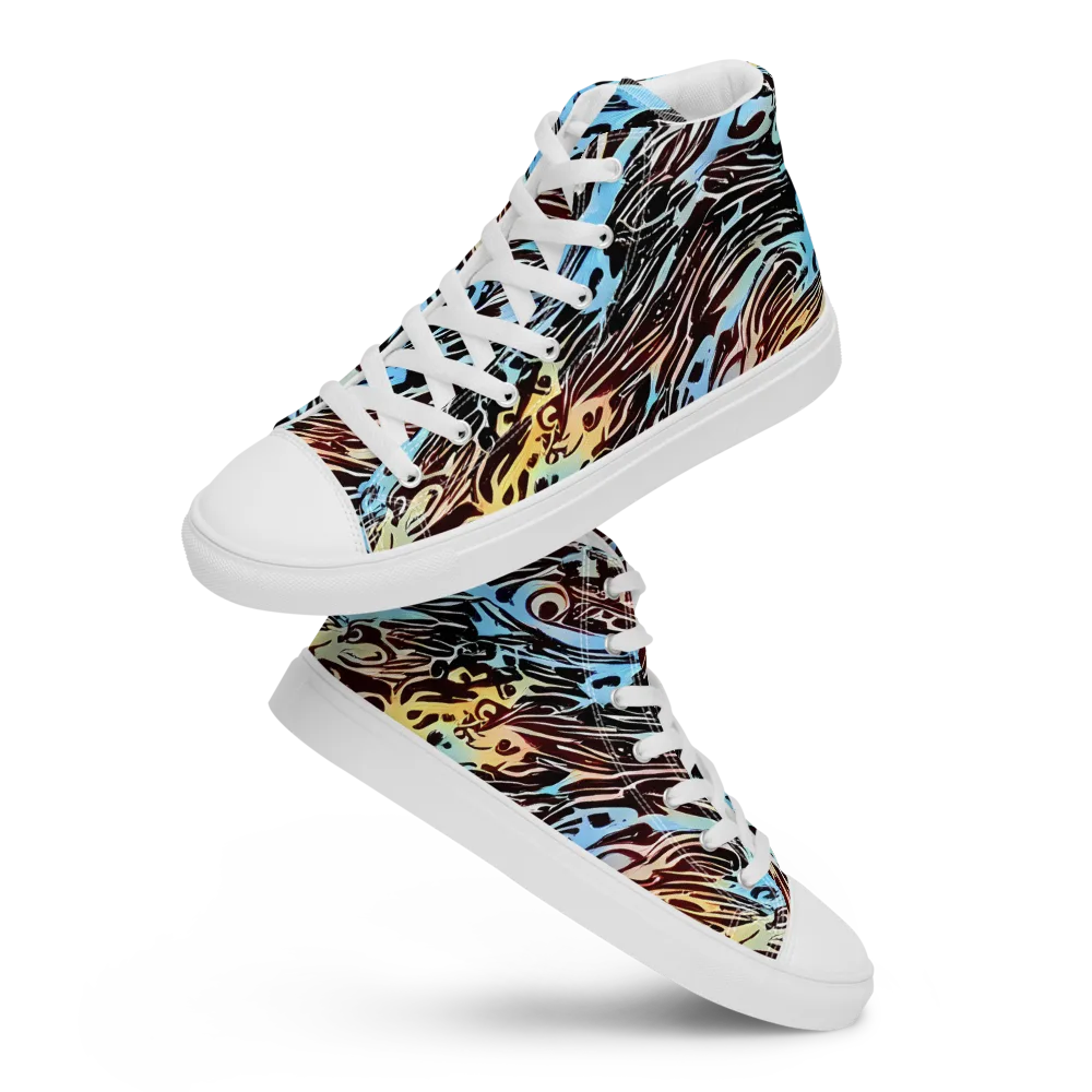 Oxblood Ocean on Women's High Top Canvas Shoes — Front