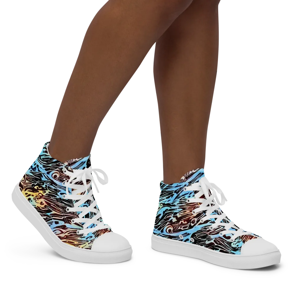 Oxblood Ocean on Women's High Top Canvas Shoes — Right
