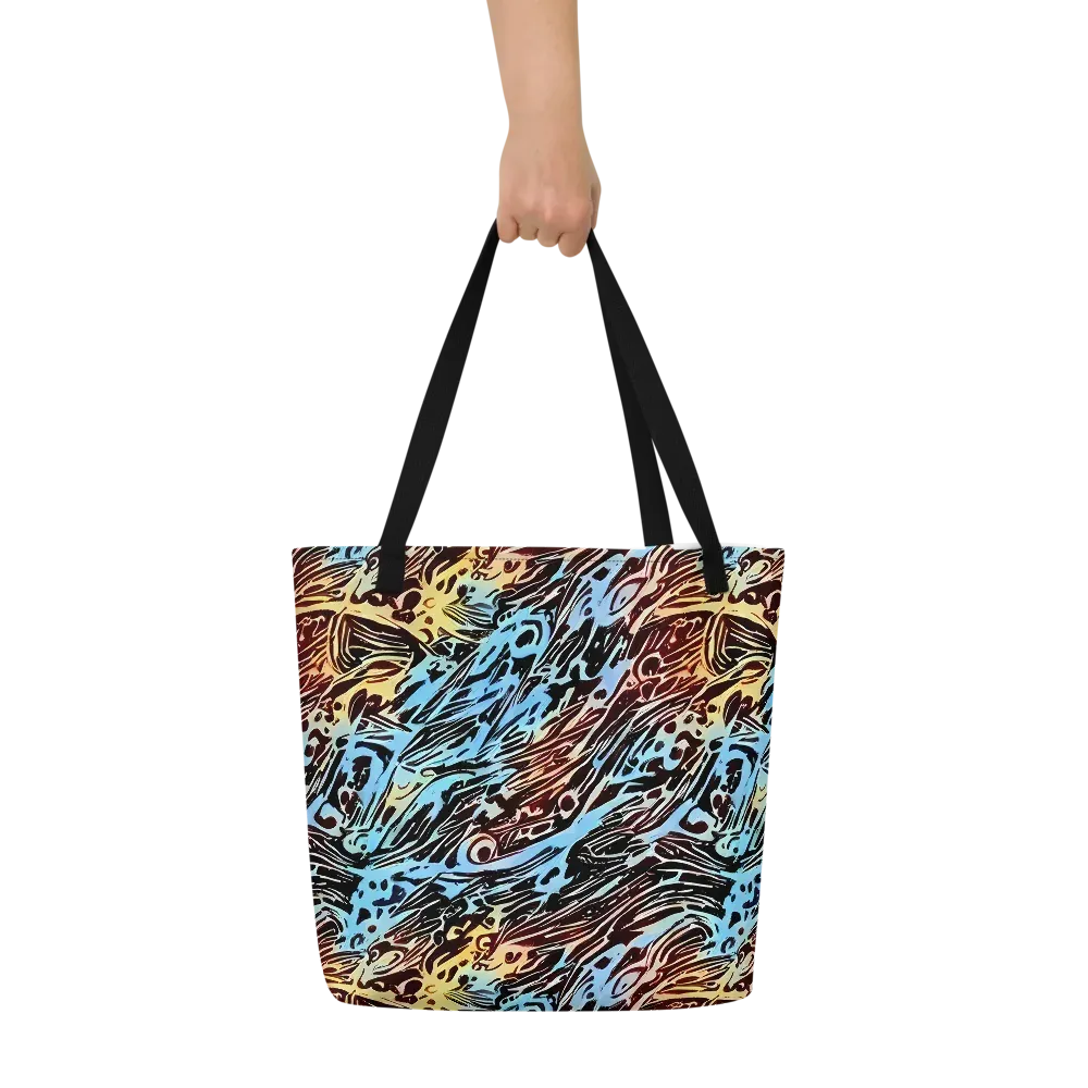 Oxblood Ocean on Large Tote Bag W/ Pocket — Front