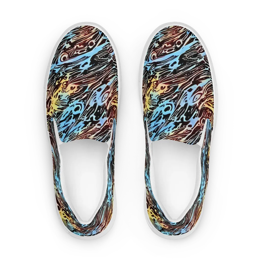 Oxblood Ocean on Women's Slip-On Canvas Shoes — Front