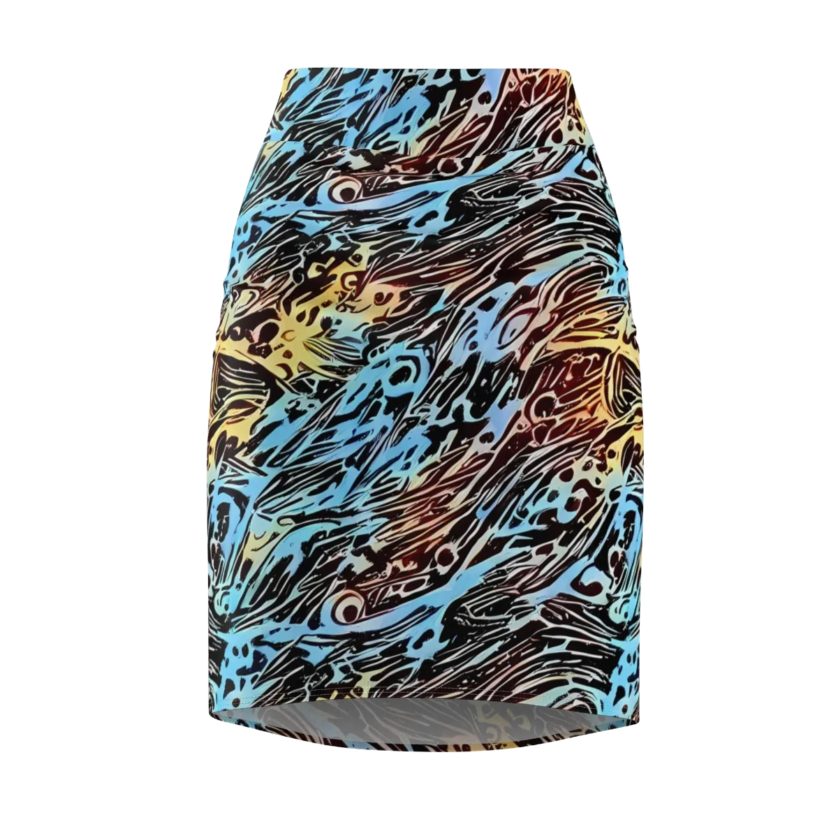Oxblood Ocean on Pencil Skirt — Front