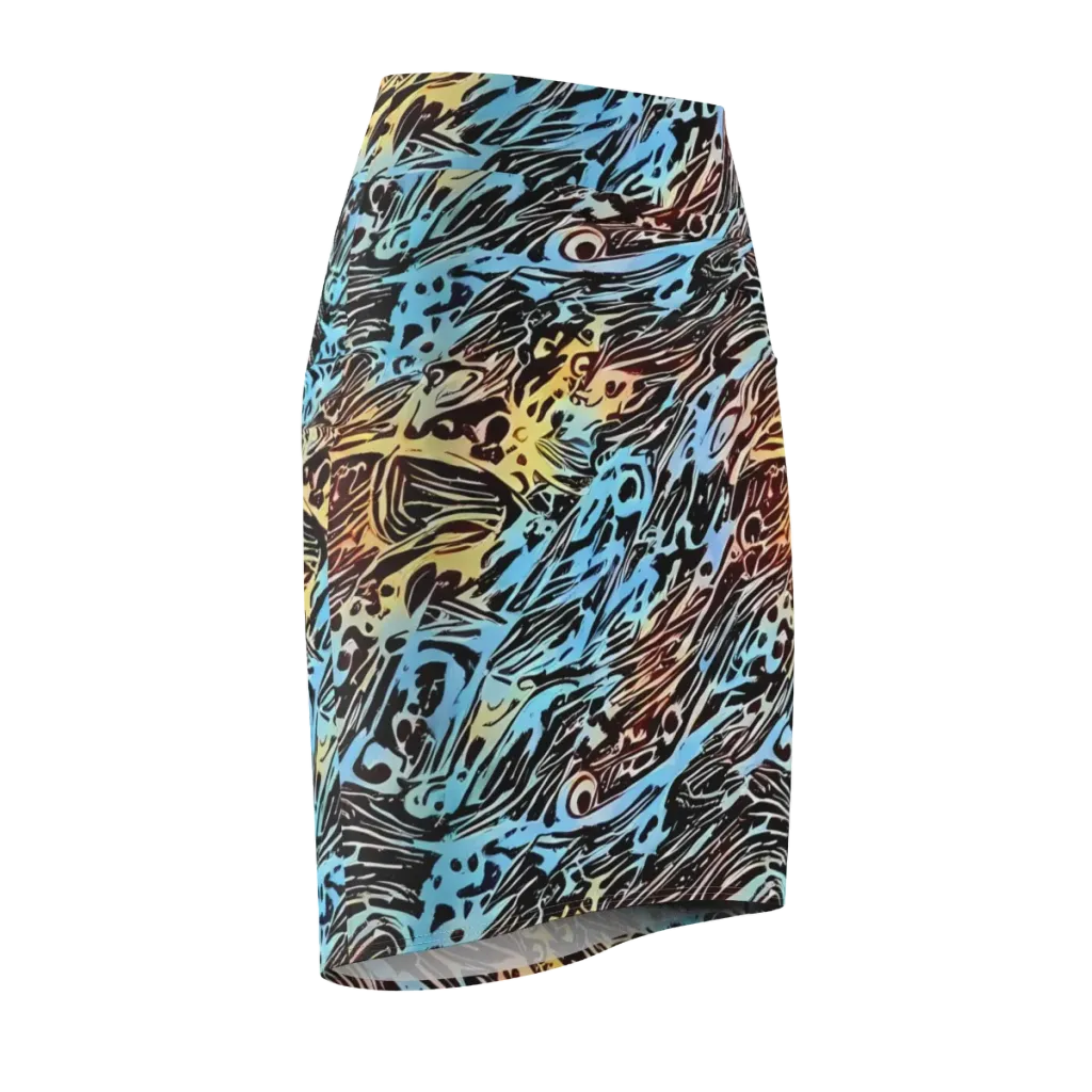 Oxblood Ocean on Pencil Skirt — Front Side