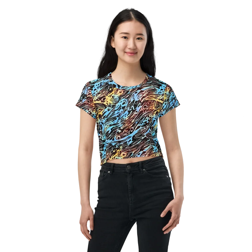 Oxblood Ocean on Crop Tee — Front