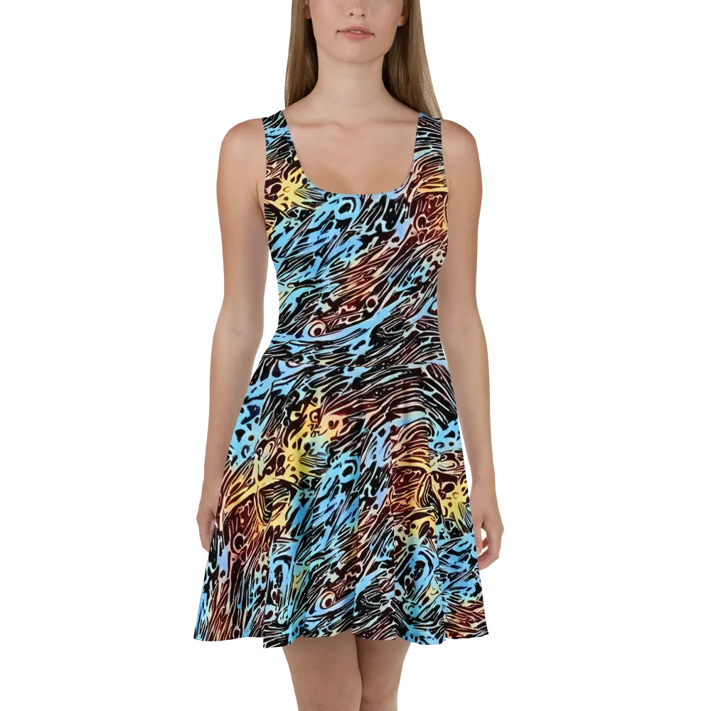 Oxblood Ocean on Skater Dress — Front