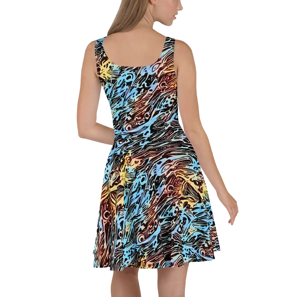 Oxblood Ocean on Skater Dress — Back