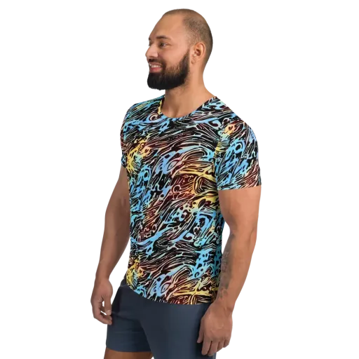 Oxblood Ocean on a Men's Athletic T-Shirt