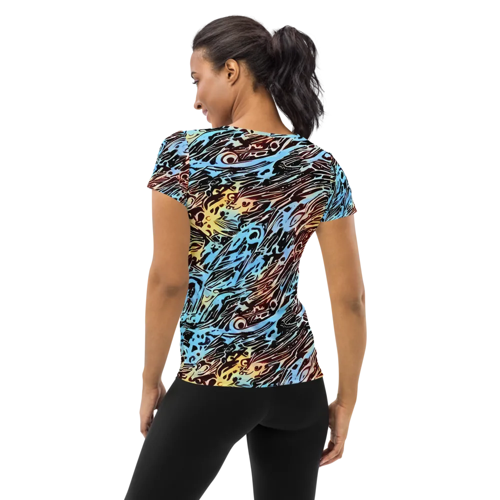 Oxblood Ocean on Women's Athletic T-Shirt — Back