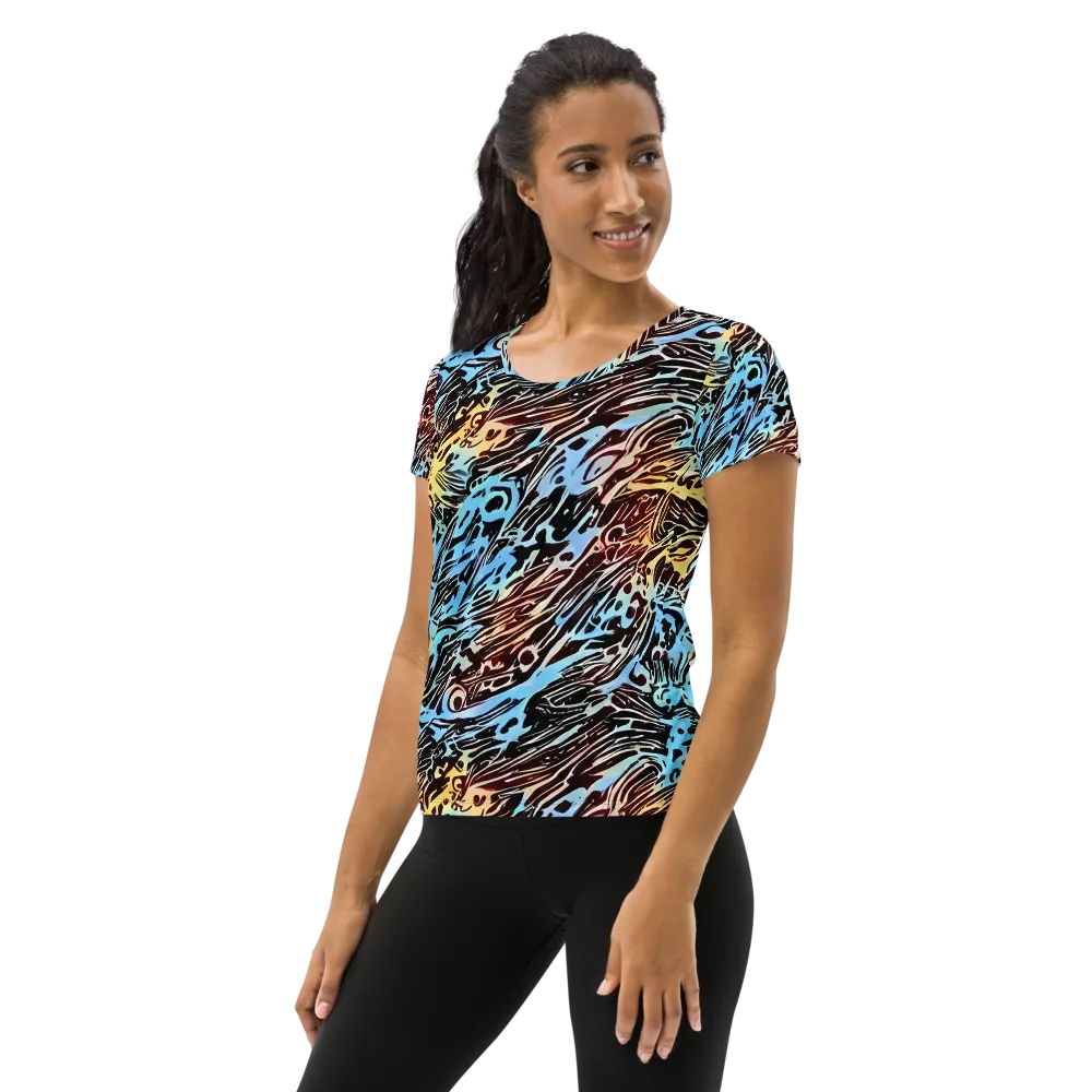 Oxblood Ocean on Women's Athletic T-Shirt — Left