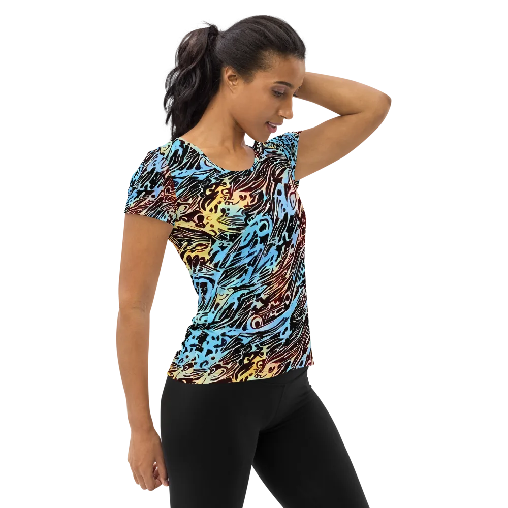 Oxblood Ocean on Women's Athletic T-Shirt — Right